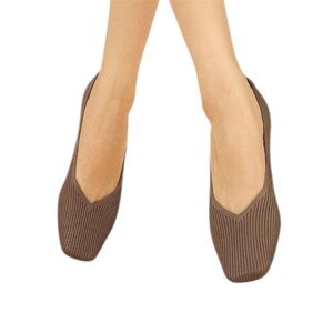 Vivaia Margot 2.0 Brown Square Toe V-Cut Ballet Flats Slip On Size 9 US (39.5
EU
